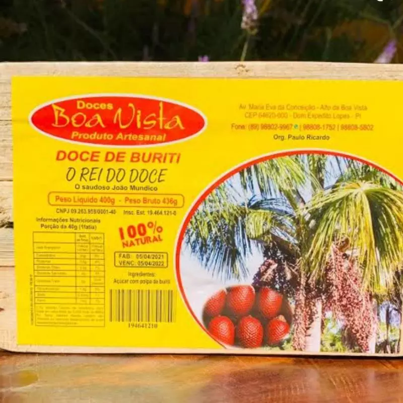 Doce Buriti caixa madeira 400 g un.