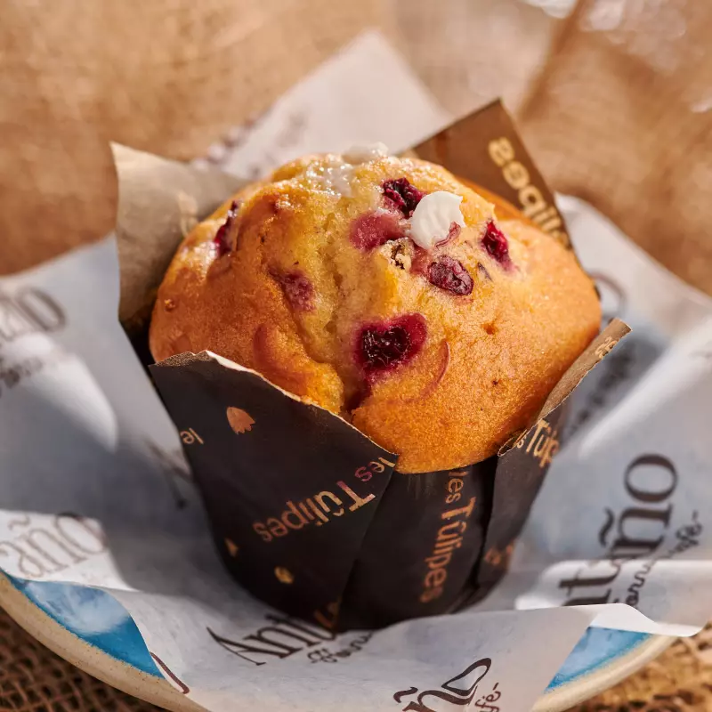 Muffin de yogurt griego y arándanos