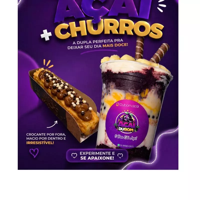 Açaí de 300ml + churros