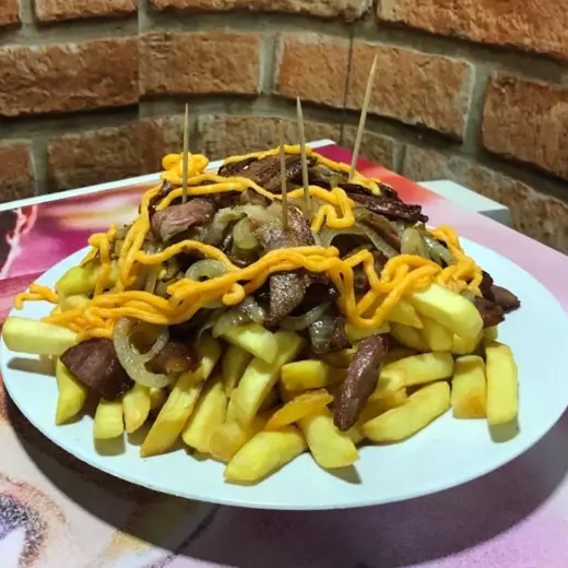 Fritas com Bacon e Cheddar