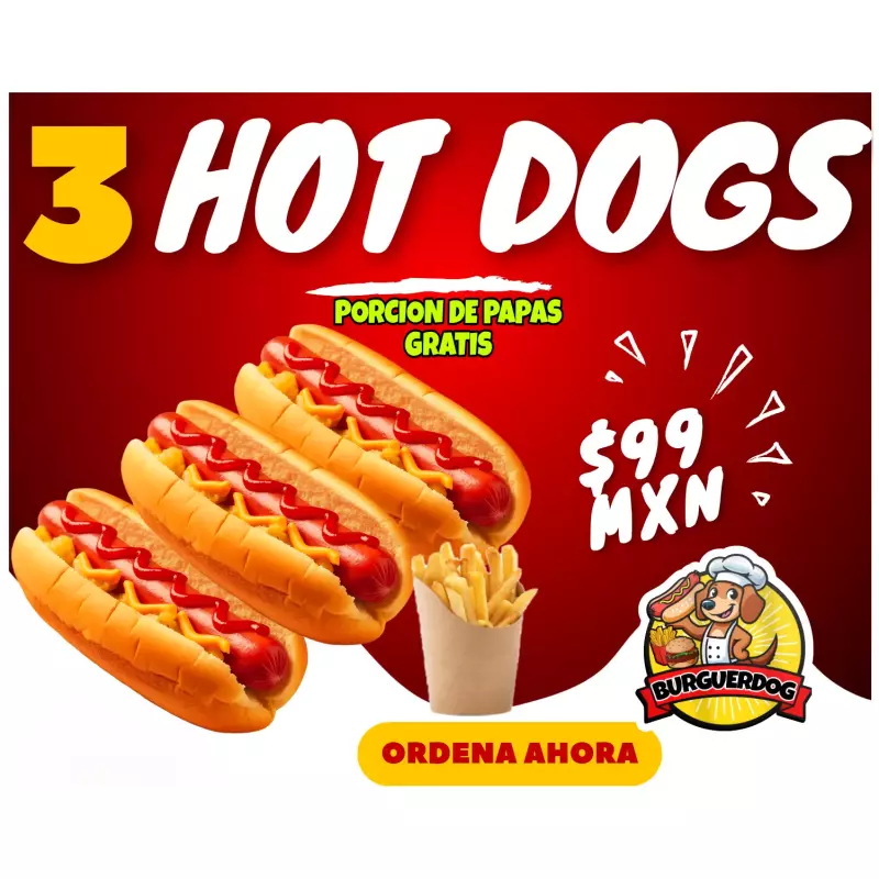 3 Hot Dogs