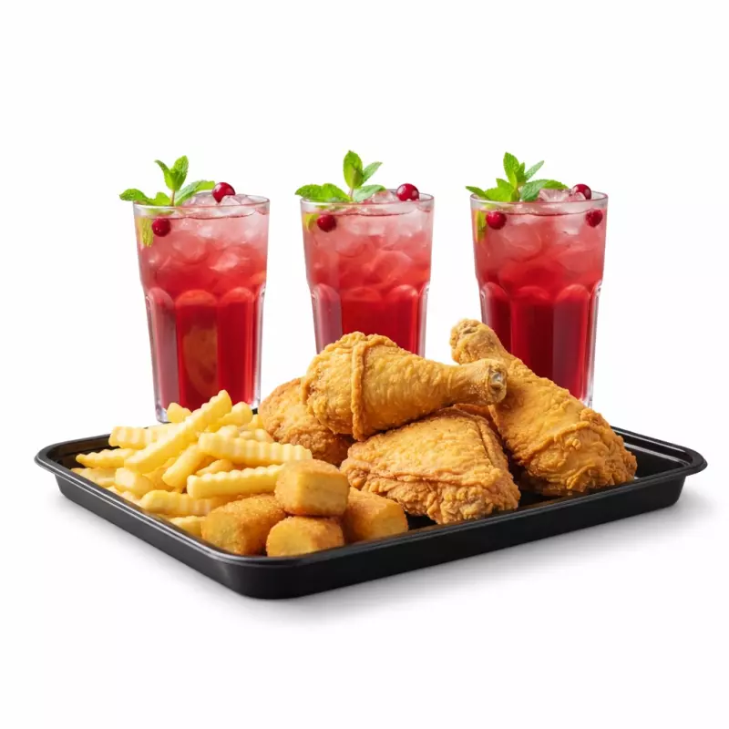 6 presas pollo broaster + 3 bebidas