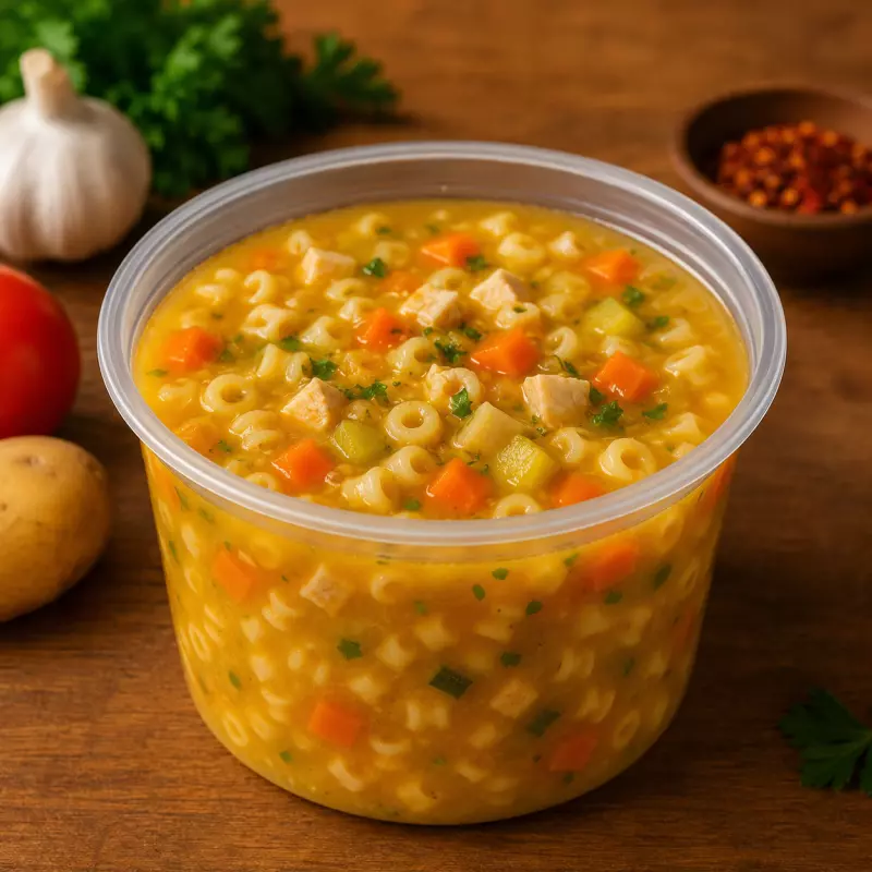 Sopa de Macarrão c/ Frango e Legumes
