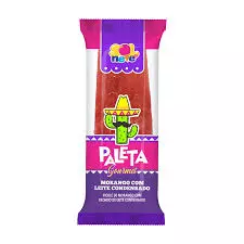 Paleta Morango com Leite Condensado
