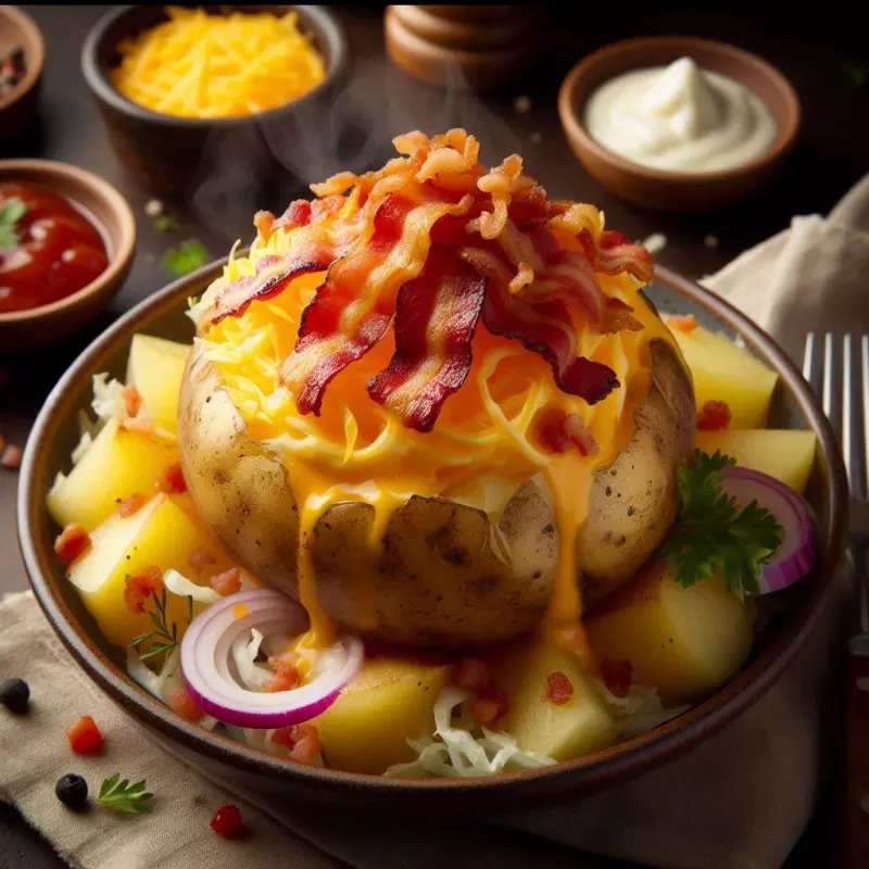 Batata c/cheddar e bacon 300g