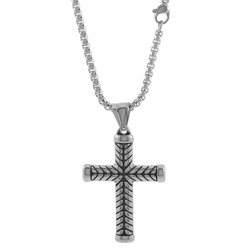 Silver Braided Cross Necklace