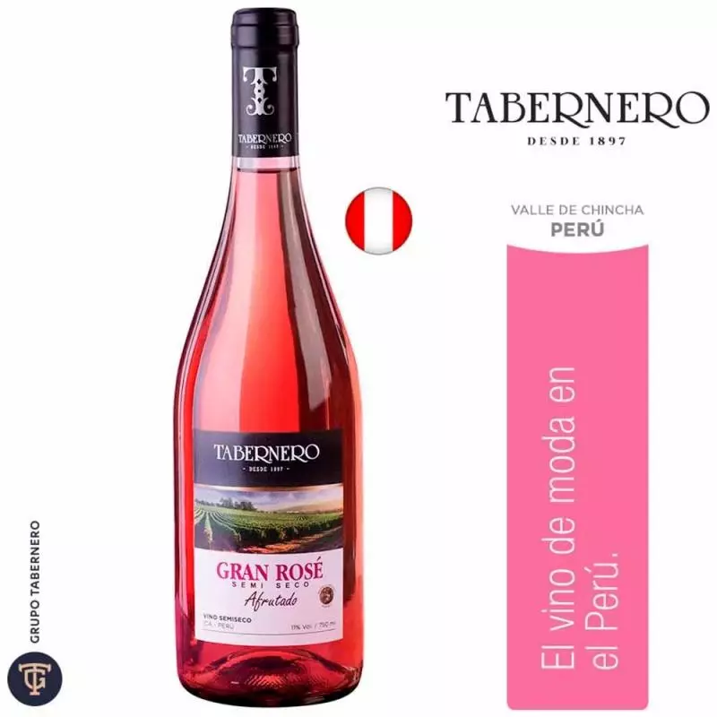 Vino Tabernero Gran Rosé Semi Seco Afrutado Botella 750ml