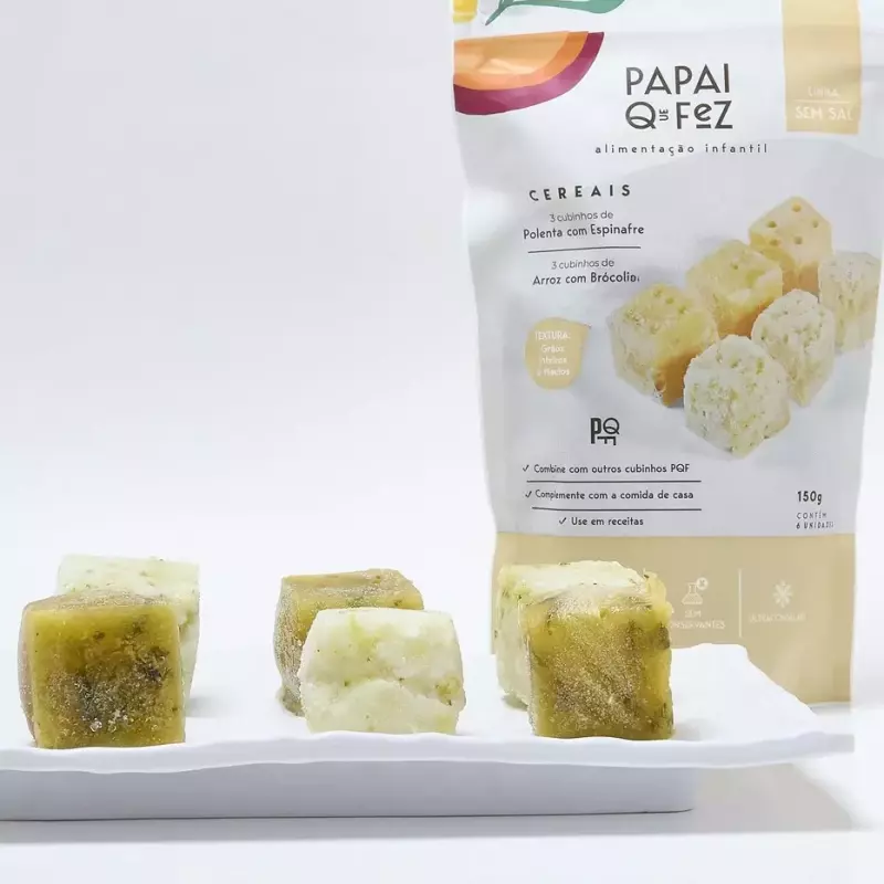 Arroz c/ brócolis + polenta +6m