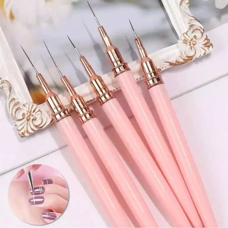 Juego (5) pinceles liner (Rosado)