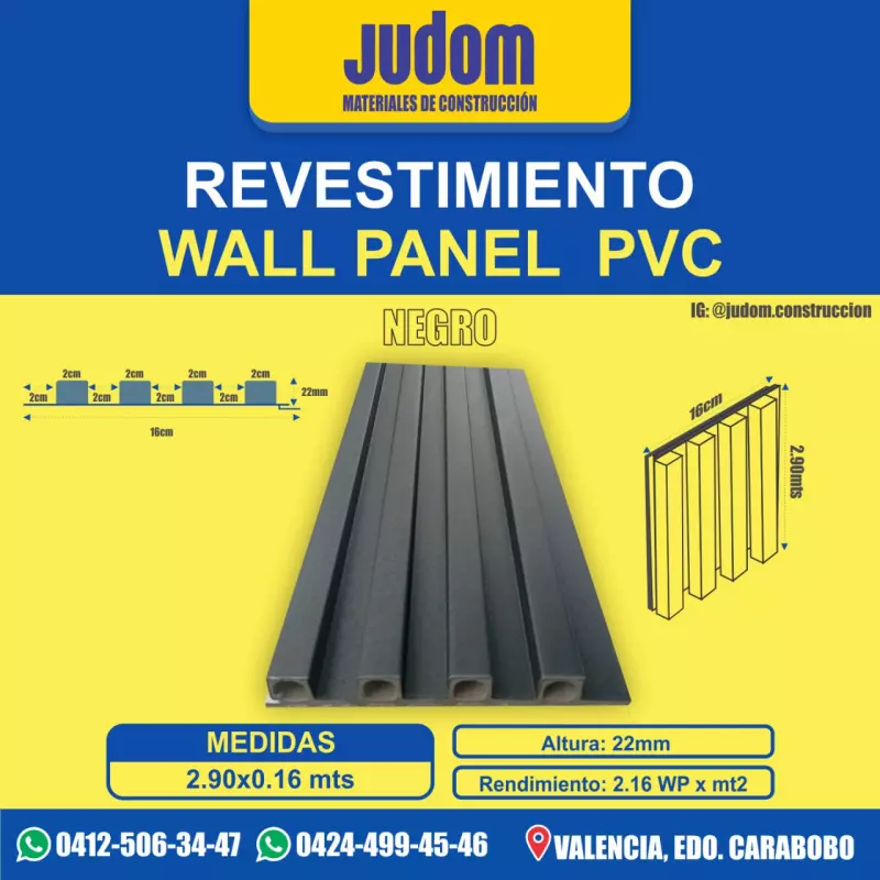 WALL PANEL 2.90x0.16 mts NEGRO