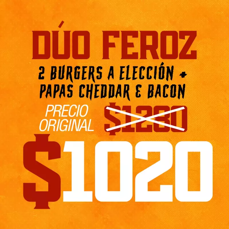 2 DOBLES + PAPAS CHEDDAR & BACON