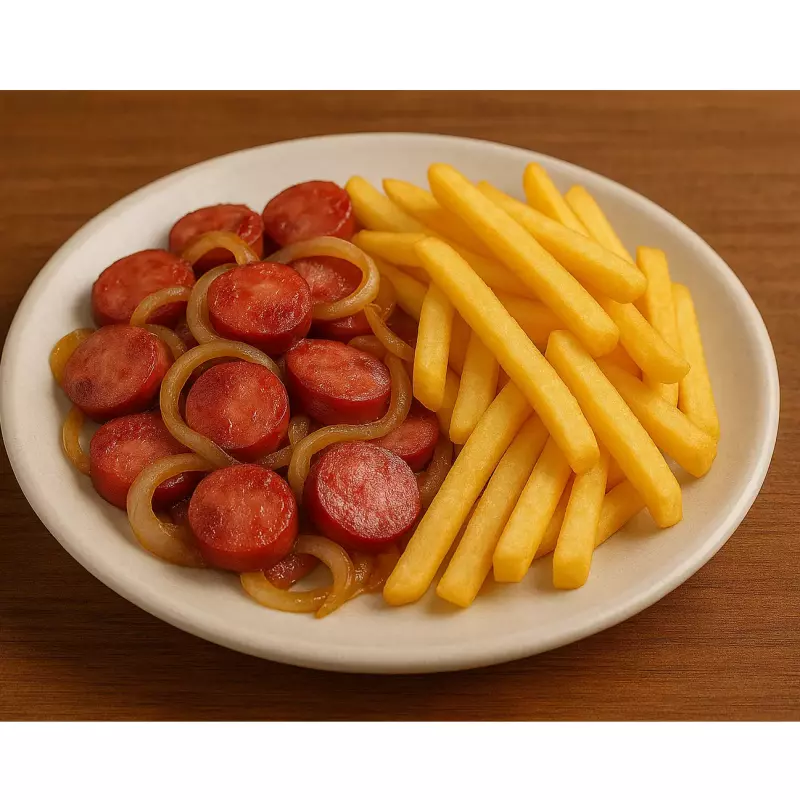 Calabresa Acebolada com fritas