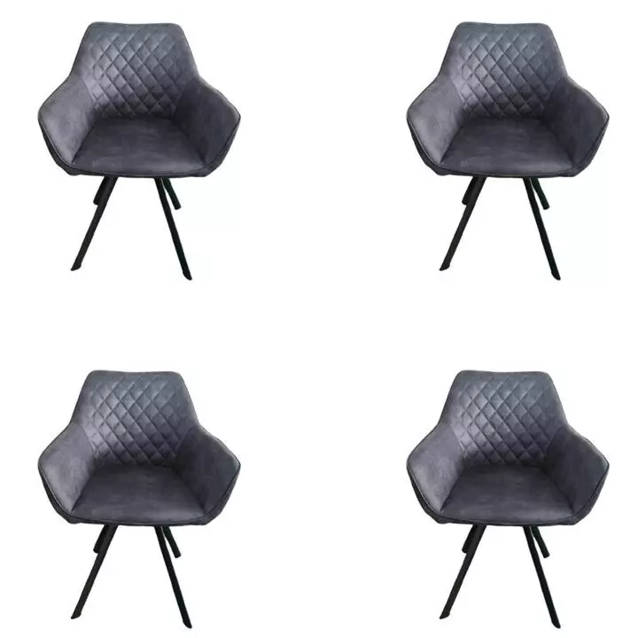 Pack x 4 Sillón Texas Ecocuero Negro