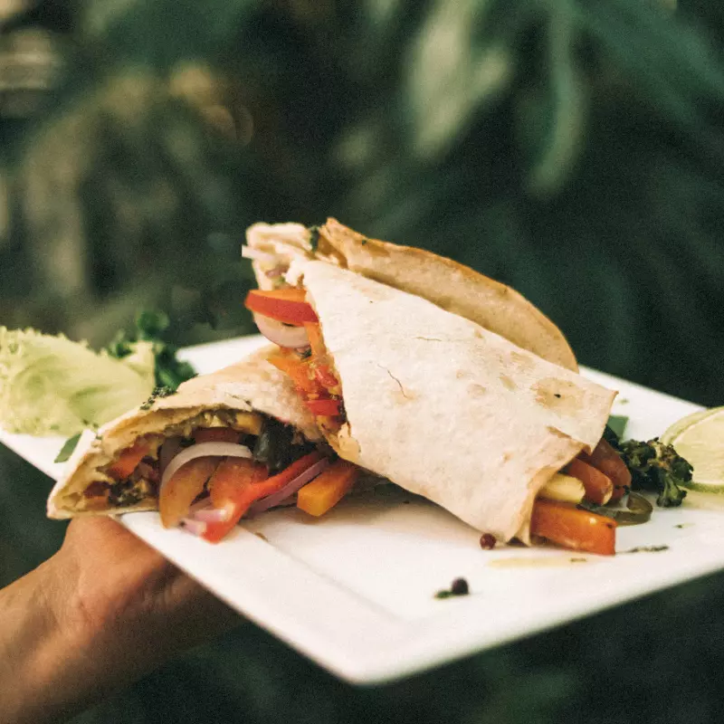 Wrap vegetariano com batata frita