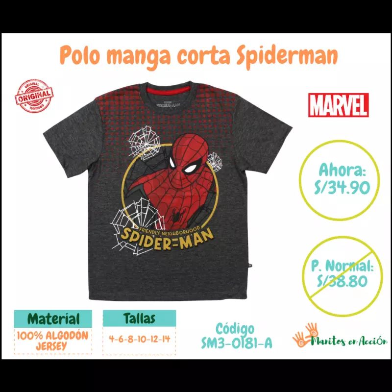 Polo manga corta Spiderman