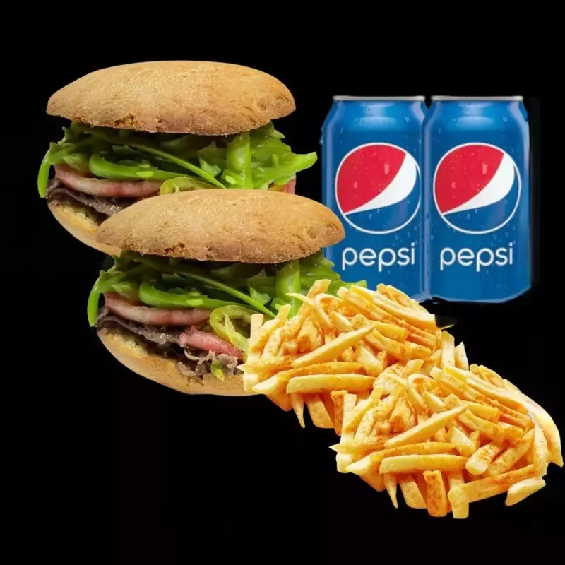 2 Churrascos + 2 Papas + 2 Latas