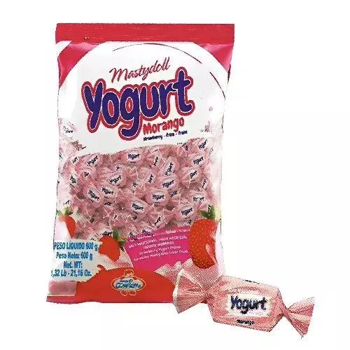 Bala Mastigavel Yogurt Morango 600g