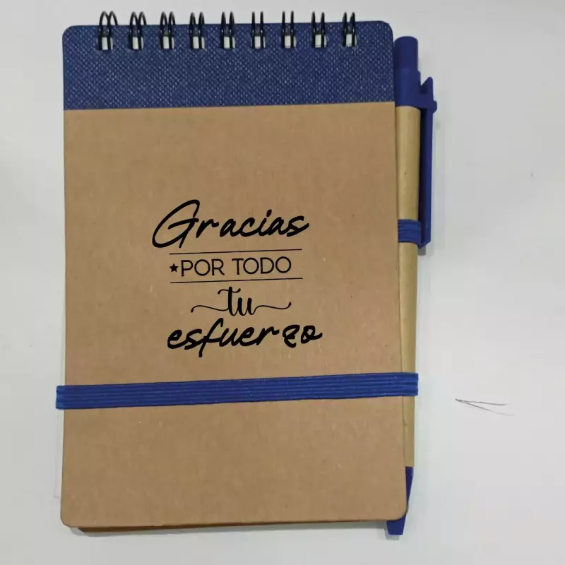 Libreta carton caucho con lapicero