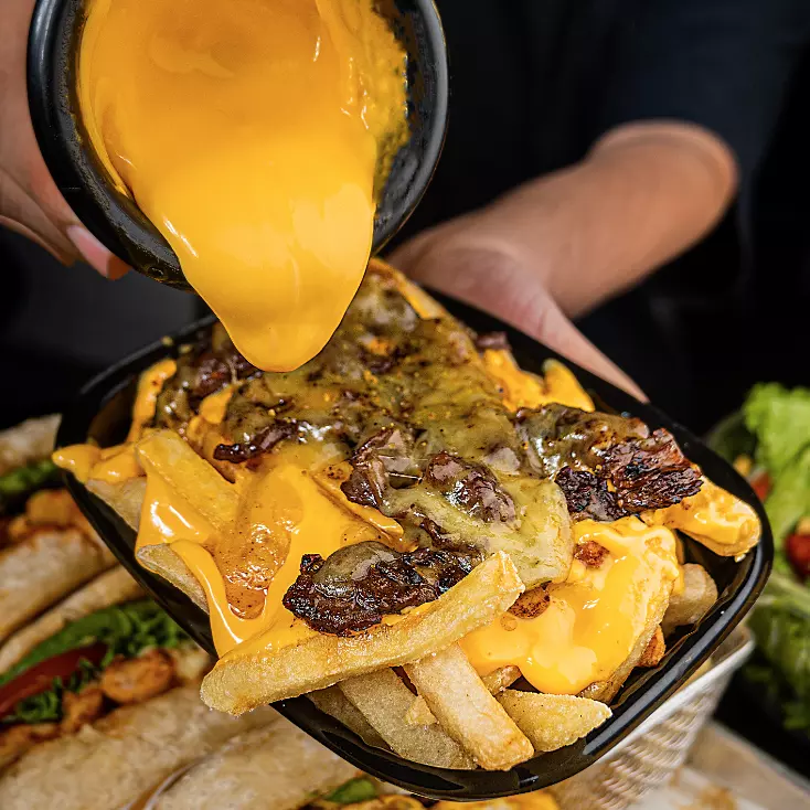 Papas fondue c/arrachera