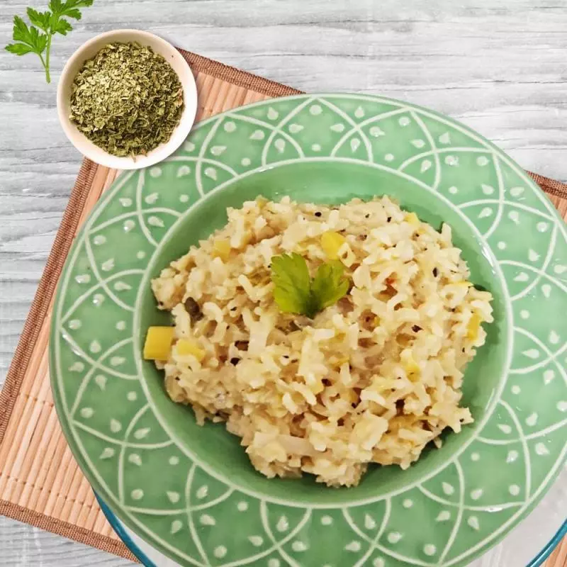 Risoto de alho poró e limão sicilian