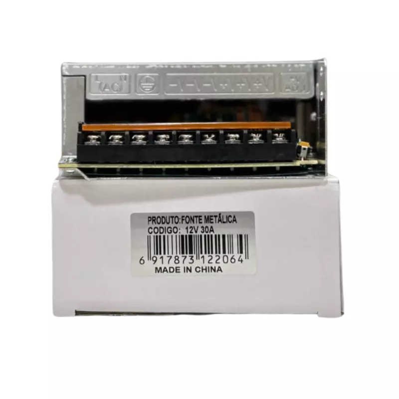 FONTE METALICA 12V 30A CAIXA BRANCA