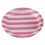 Prato de Papel Listrado Rosa Claro