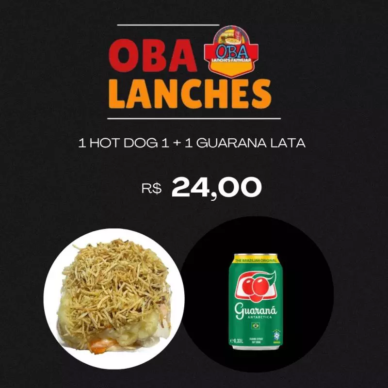 1  HOT DOG 1 + 1 GUARANA LATA