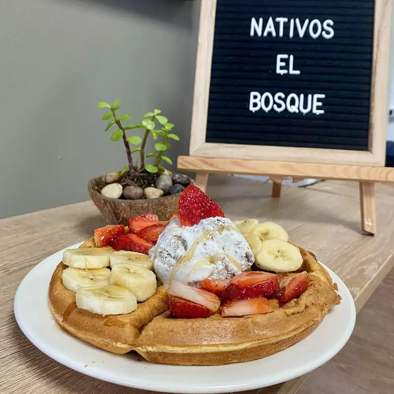 Waffle con helado