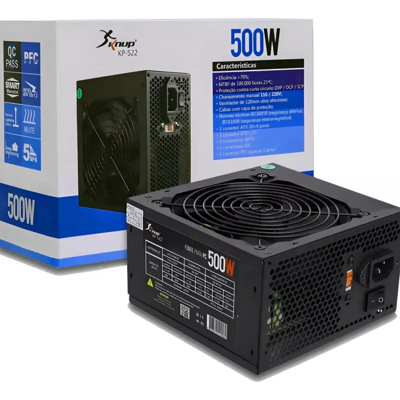 FONTE P/PC ATX 500W KNUP KP-522