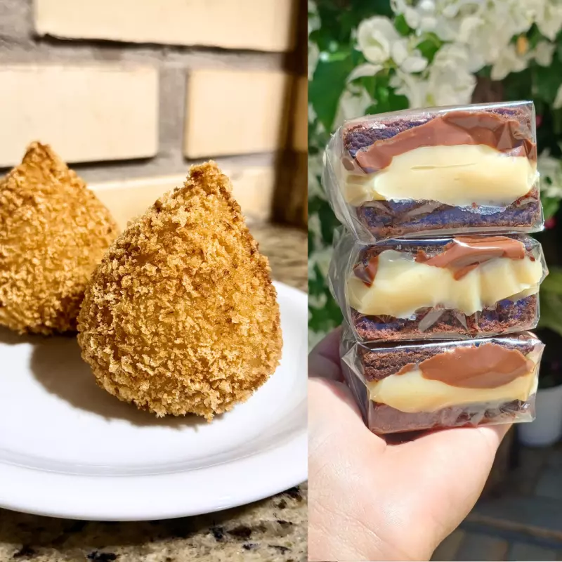 COXINHA DE FRANGO + BROWNIE
