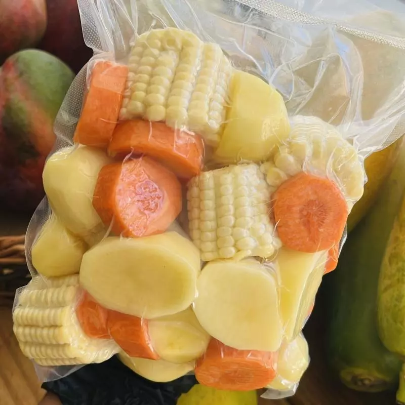 Batata, cenoura e milho