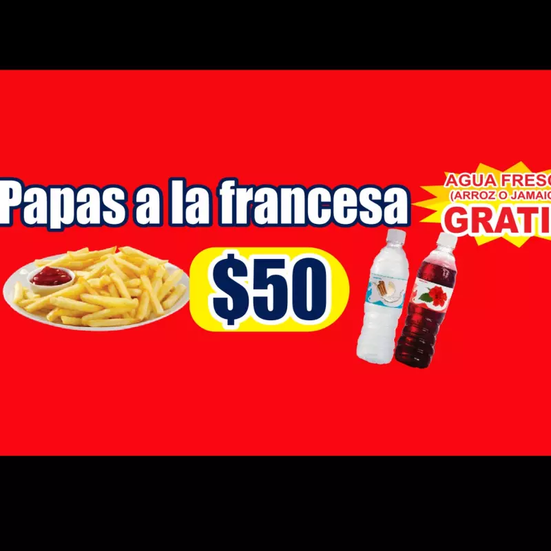 Papas a la francesa+agua fresca 1L