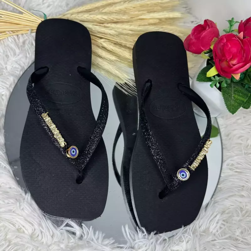 Fem gliter ping olho grego preta