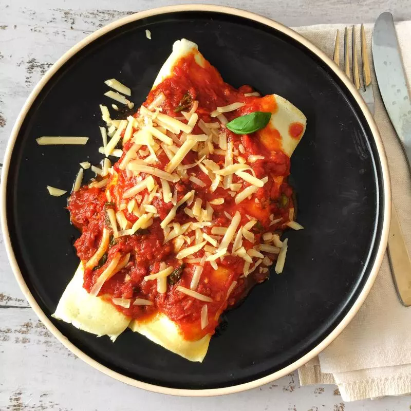 Canelones de espinaca y ricotta