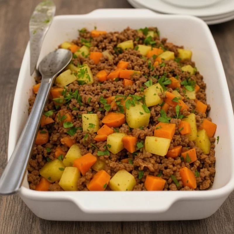Carne Moída com Batata e Cenoura