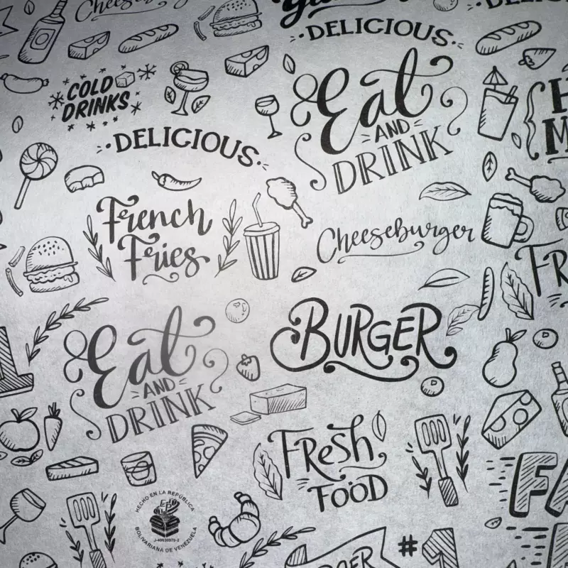 Papel Semi-Graso Fast Food Negro