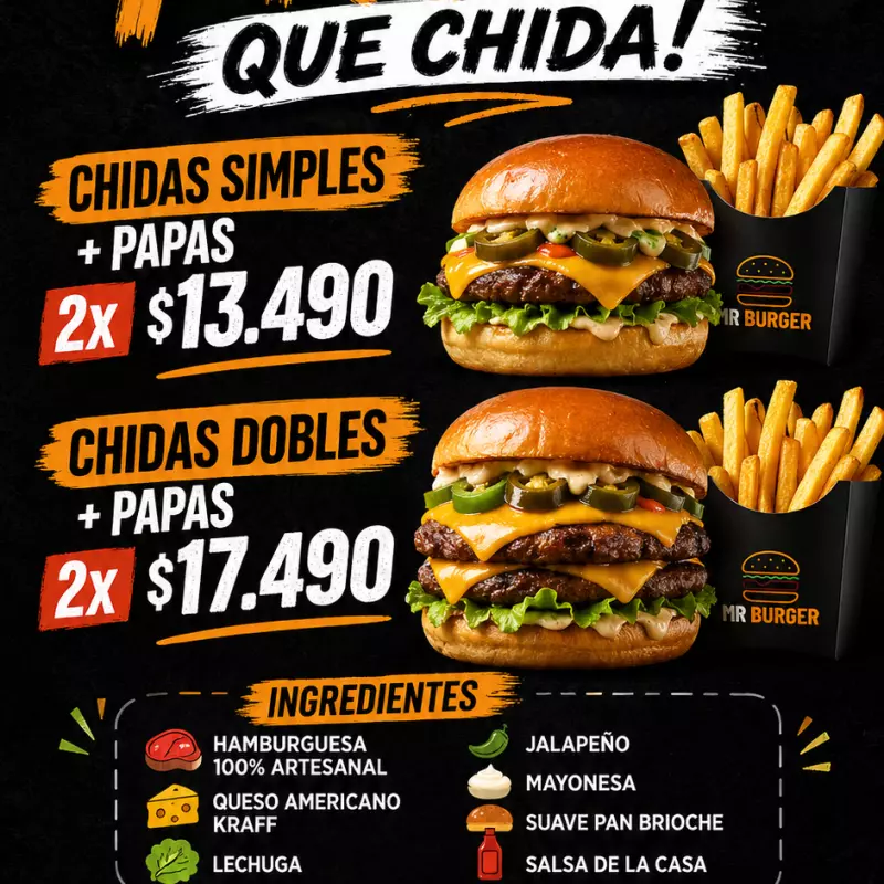 Promo 2 Que Chidas Simples + Papas