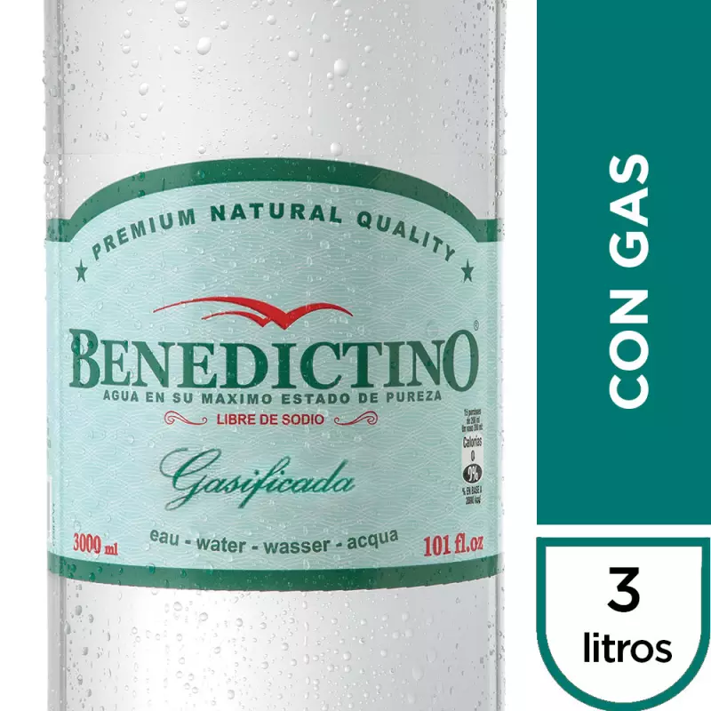 Agua 3L mineral Benedictino c/gas