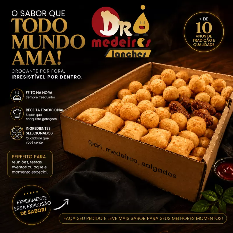 40 salgados sabores à escolher