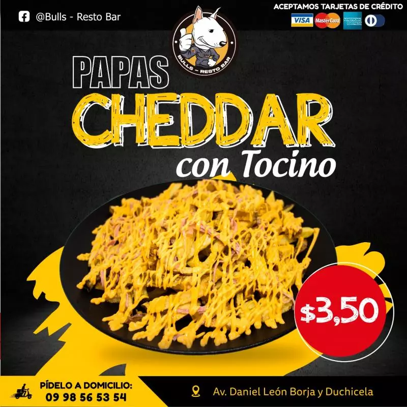 PAPAS CHEDDAR CON TOCINO