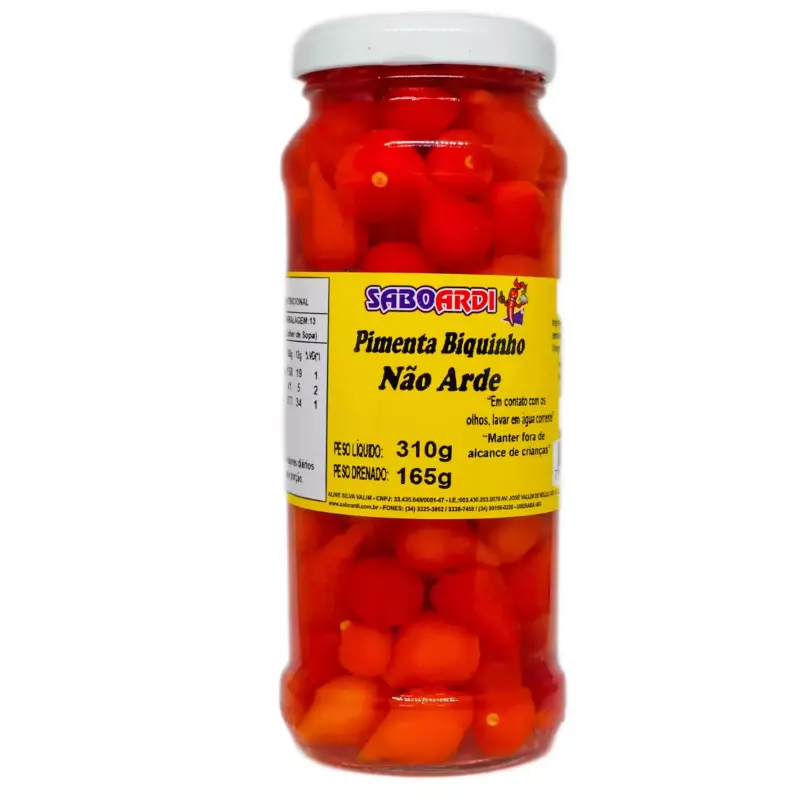 Pimenta biquinho vidro pequeno