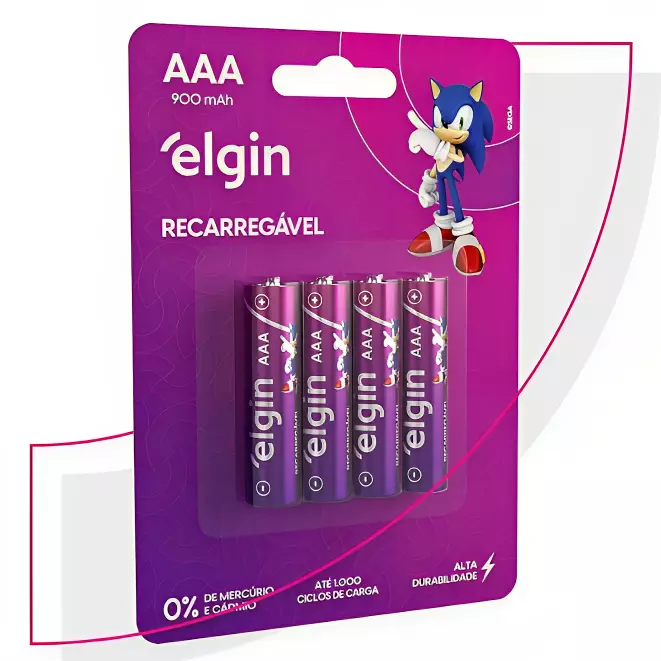 PILHA ELGIN AAA RECARREGÁVEL 4UNI
