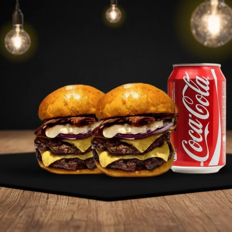 2 Duplos bacon + 2 coca-cola 350ml