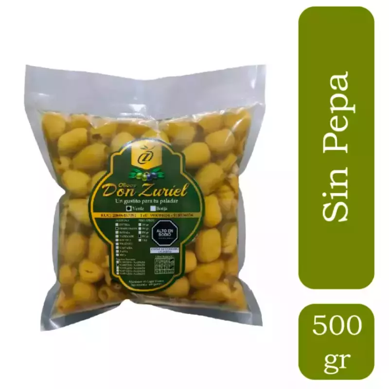 Aceituna verde sin pepa 500gr
