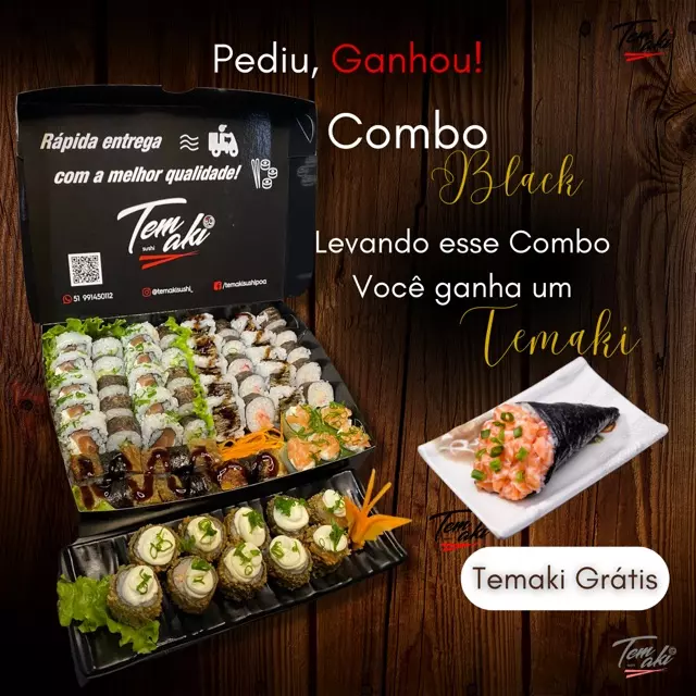 COMBO BLACK - 60 PEÇAS+ Temaki