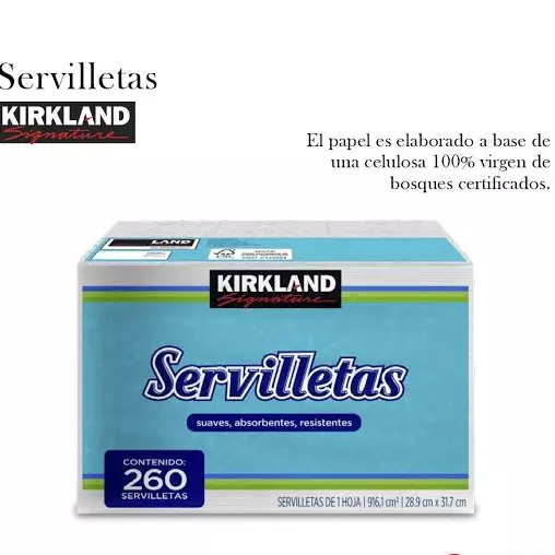 Servilletas kirkland 4paq/260pzas