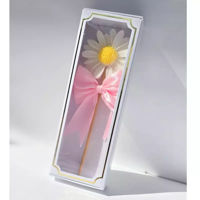 Vela paleta margarita en caja moño