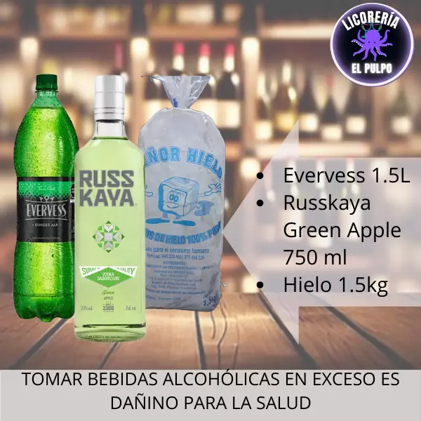 Russkaya Green Apple+Evervess+Hielo