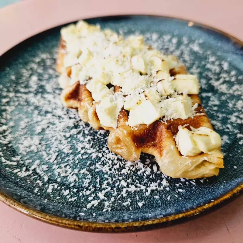 Croffle- White chocolate and coconut