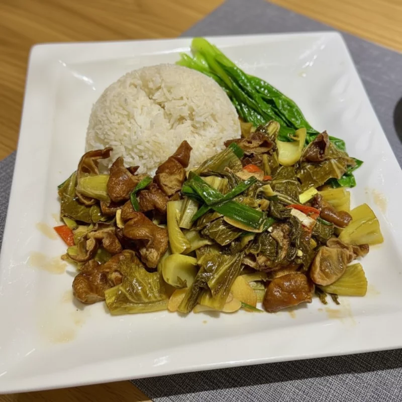 ARROZ CON INTESTINO SUANCAI 快餐酸菜炒大肠饭
